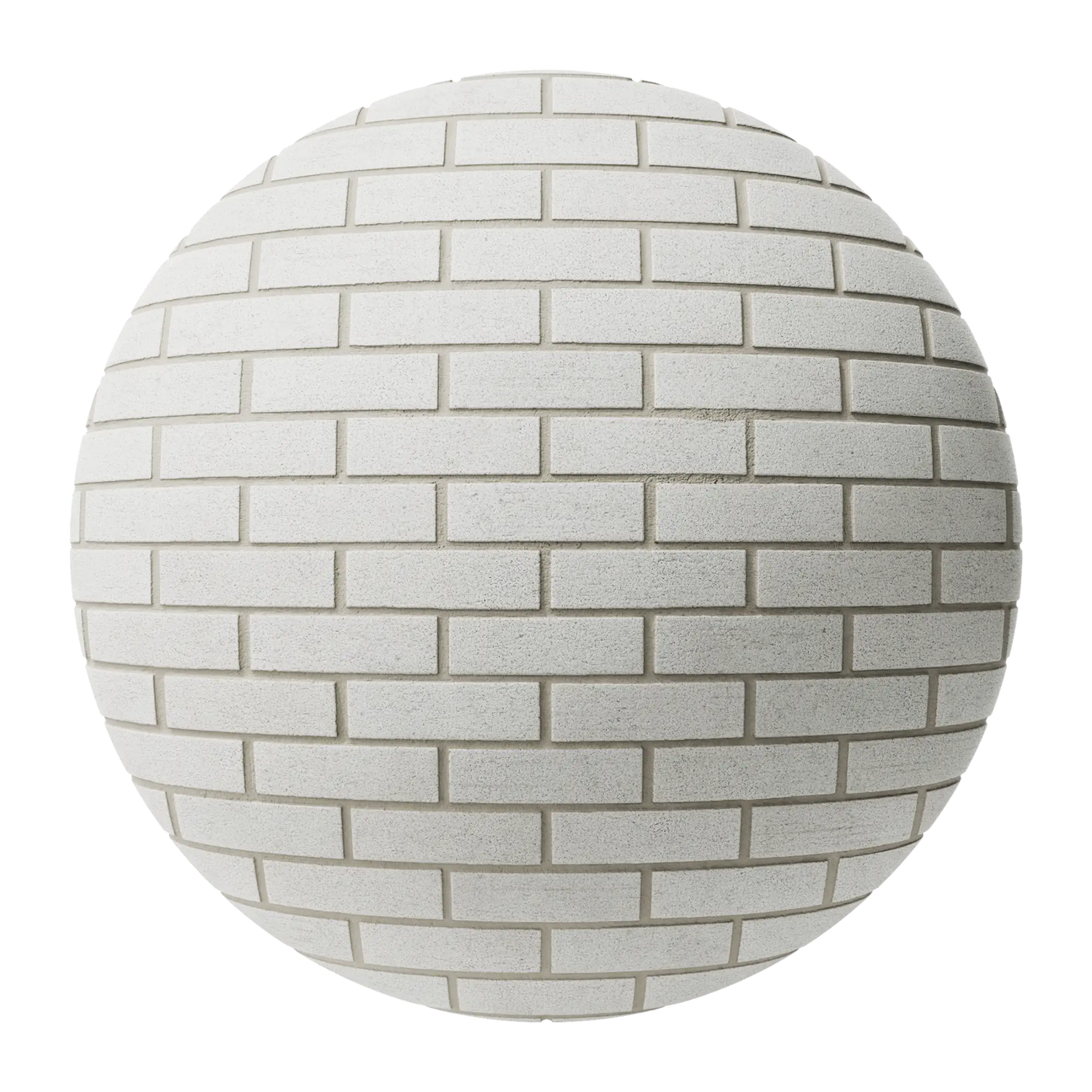 White Ash Specked Running Bond Brick PBR Texture - Sphere Swatch Preview | Superellipse