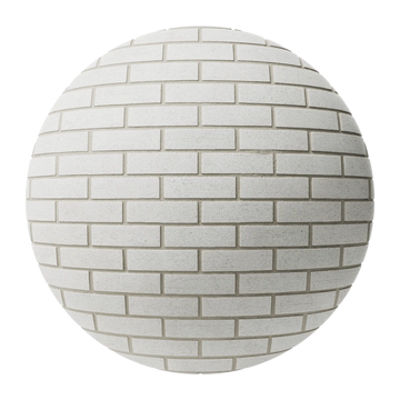 White Ash Specked Running Bond Brick PBR Texture - Sphere Swatch Preview | Superellipse