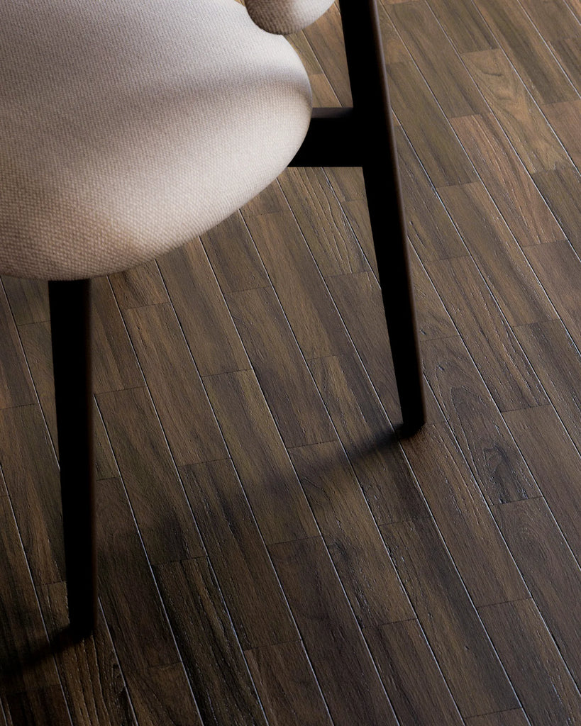Smokey Walnut Brick Bond Parquet Wood Floor PBR Texture - Example Scene Visualization | Superellipse