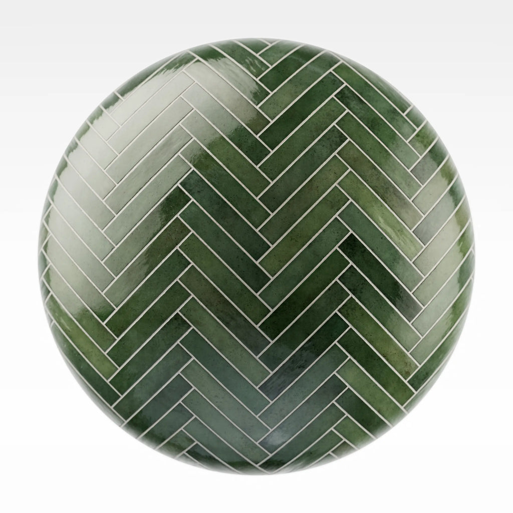 Hoxton Forest Herringbone Porcelain Tile PBR Texture - Sphere Swatch Preview | Superellipse