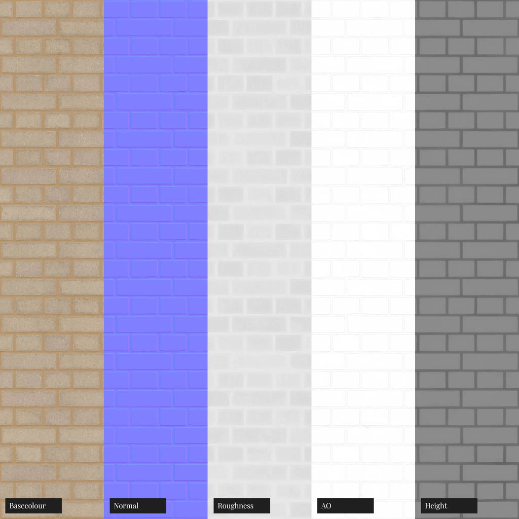 Windermere Grey Dragfaced Brick English Bond PBR Texture - Example Scene Visualization | Superellipse