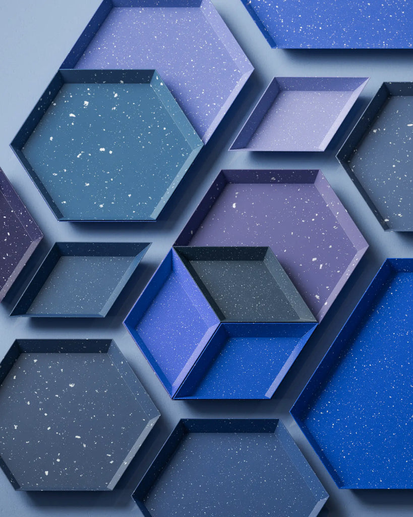 Prussian Blue Terrazzo Plastic Small PBR Texture - Example Scene Visualization | Superellipse