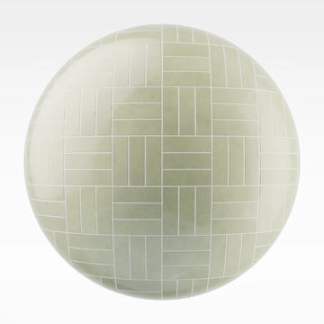 Zellige Khaki Green Basketweave Tile PBR Texture - Sphere Swatch Preview | Superellipse