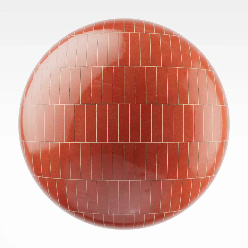 Zellige Rose Velvet Offset Tile PBR Texture - Sphere Swatch Preview | Superellipse