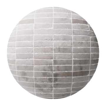 Terracotta Neutral Grey Stacked Brick Tiles PBR Texture - Sphere Swatch Preview | Superellipse