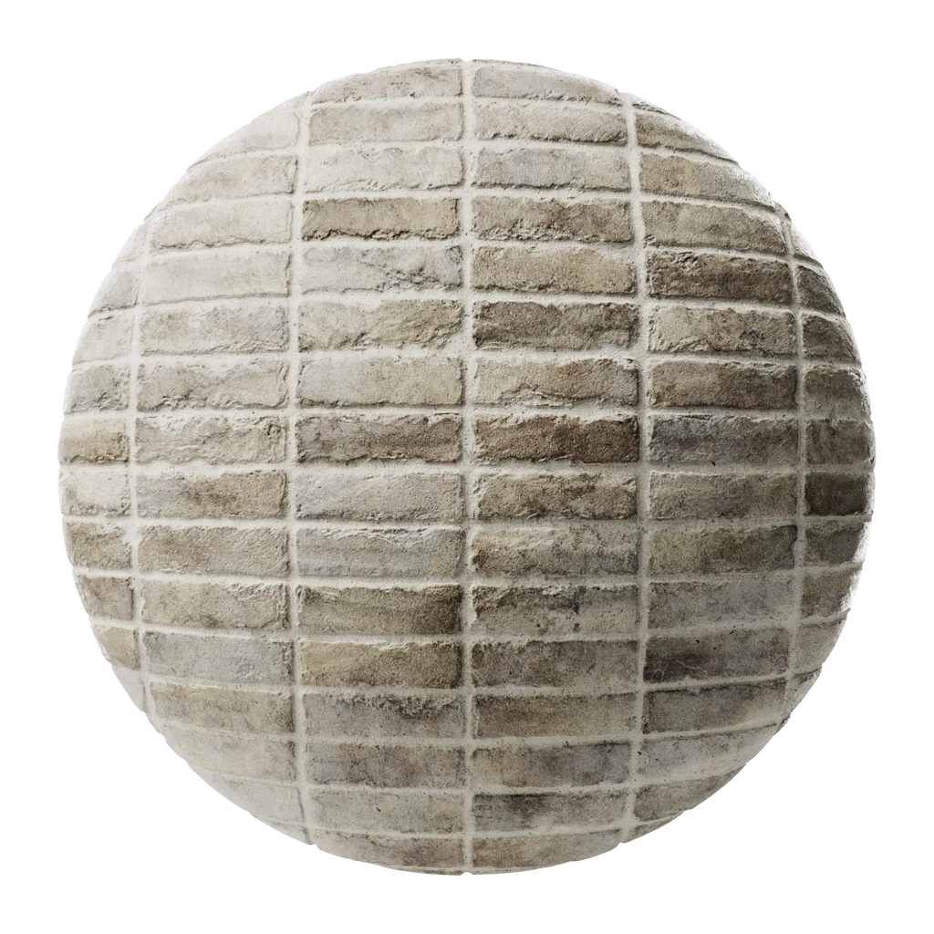 Tumbled Limestone Brick Stack Bond PBR Texture - Sphere Swatch Preview | Superellipse