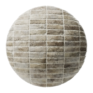 Tumbled Limestone Brick Stack Bond PBR Texture - Sphere Swatch Preview | Superellipse