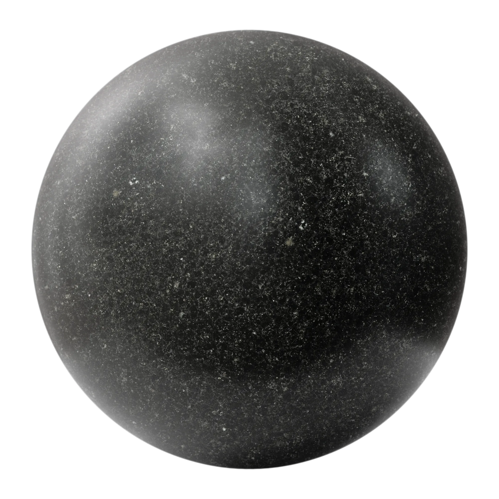 Nero Black Honed Granite Slab PBR Texture - Sphere Swatch Preview | Superellipse