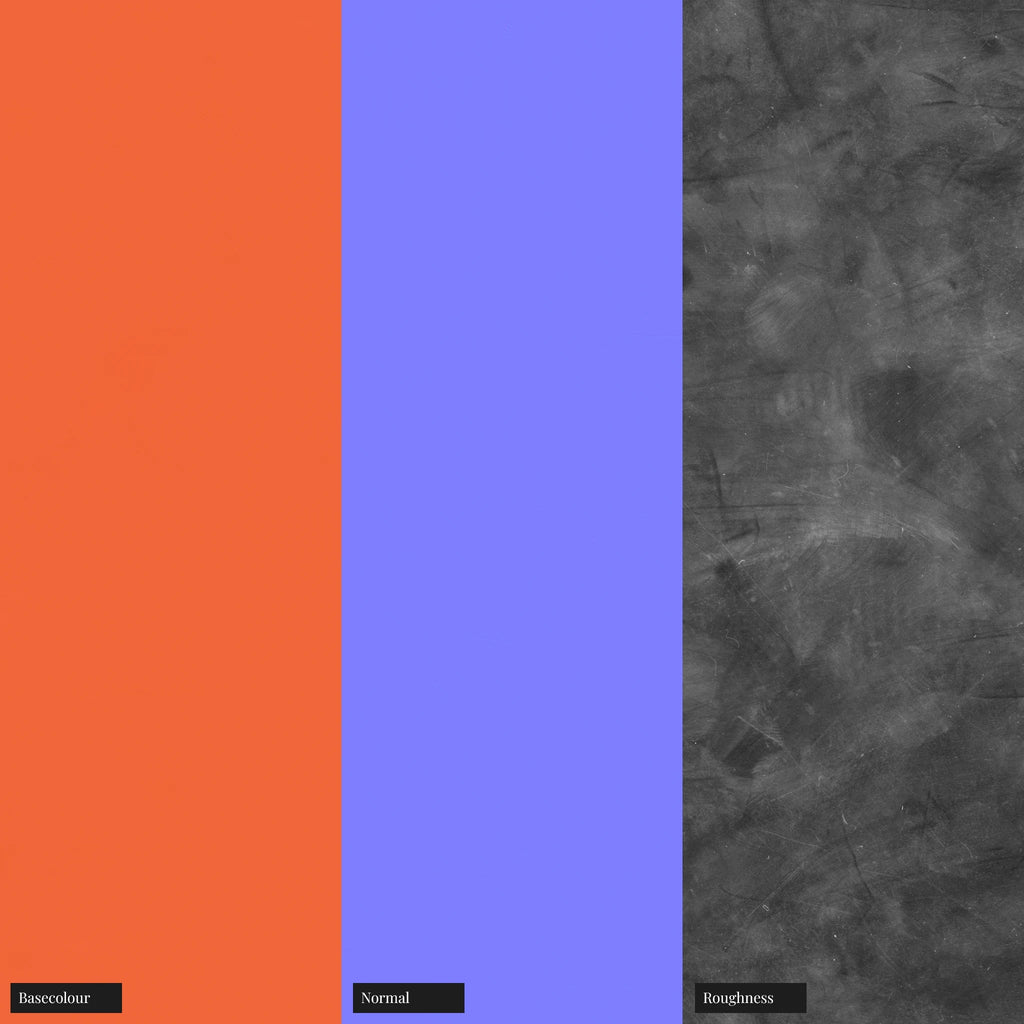 Fluorescent Orange Smudged Plastic PBR Texture - Example Scene Visualization | Superellipse