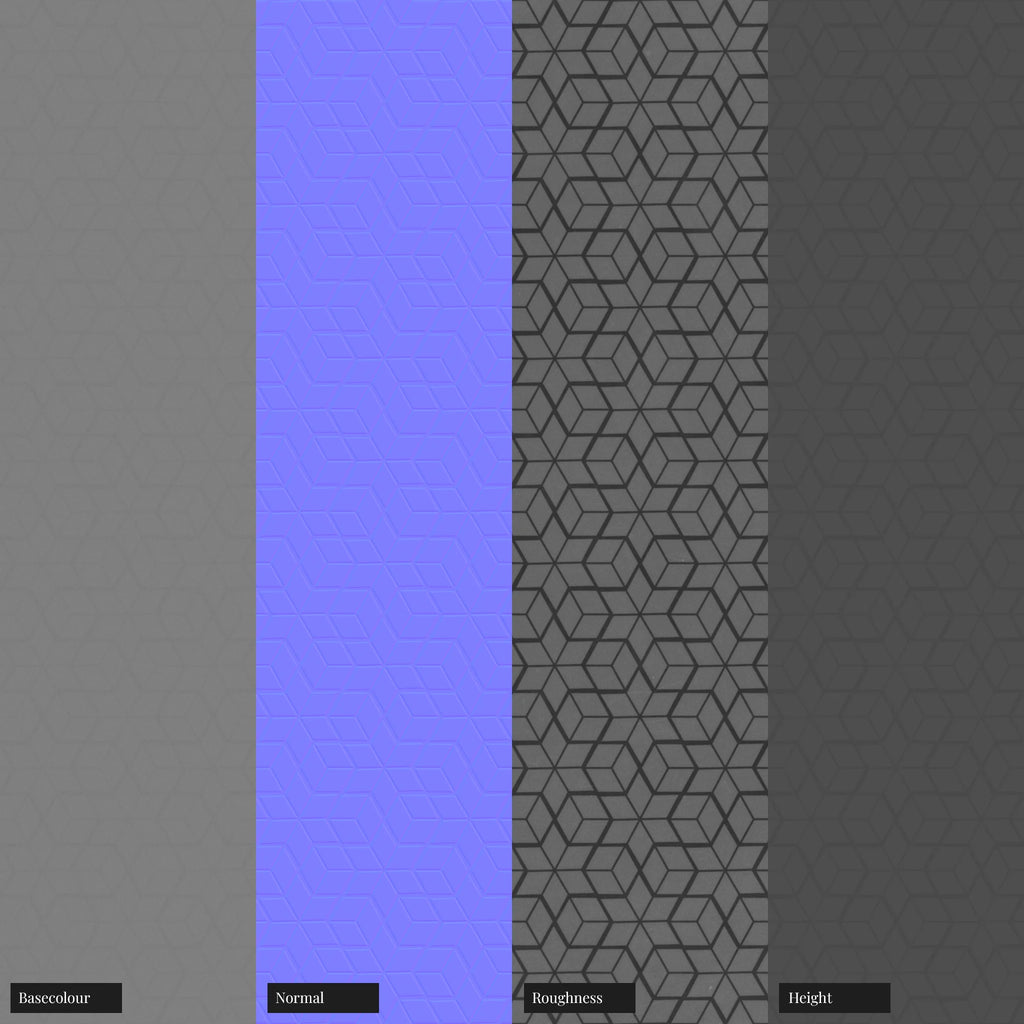 Star Hex Texture Patterned Plastic PBR Texture - Example Scene Visualization | Superellipse