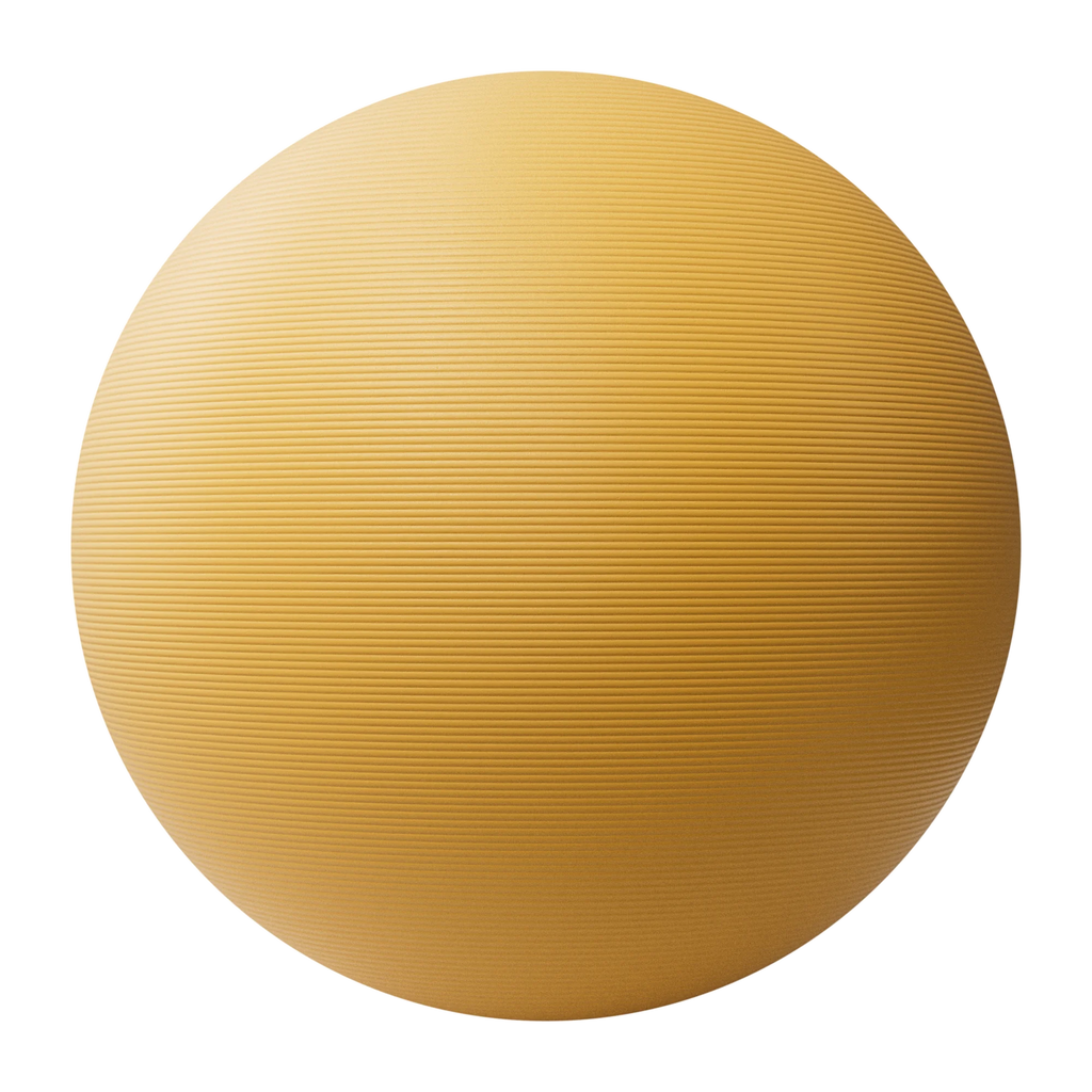 3D Printed Yellow Plastic Linear Grooves PBR Texture - Sphere Swatch Preview | Superellipse