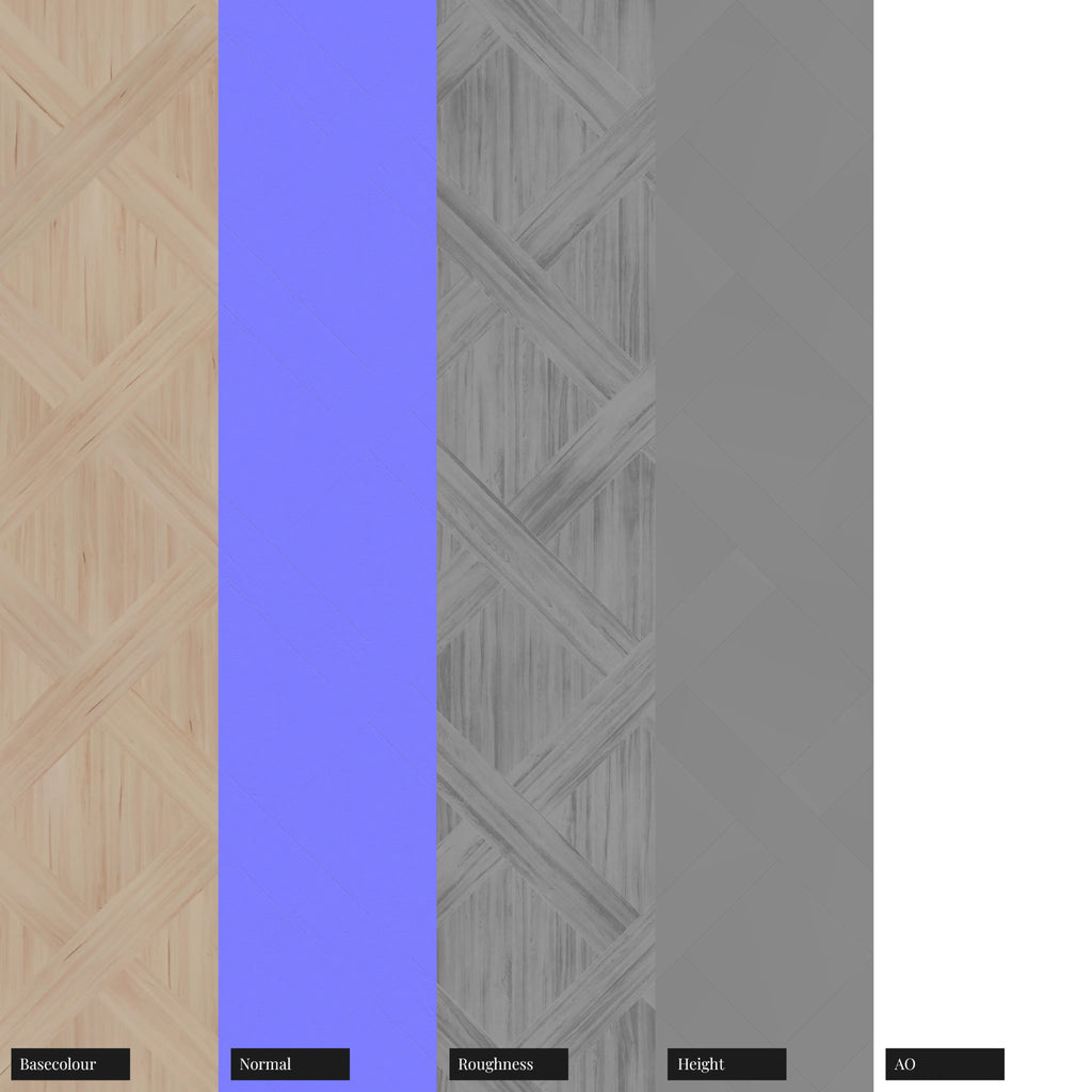 Douglas Fir Basketweave Wood Floor PBR Texture - Example Scene Visualization | Superellipse