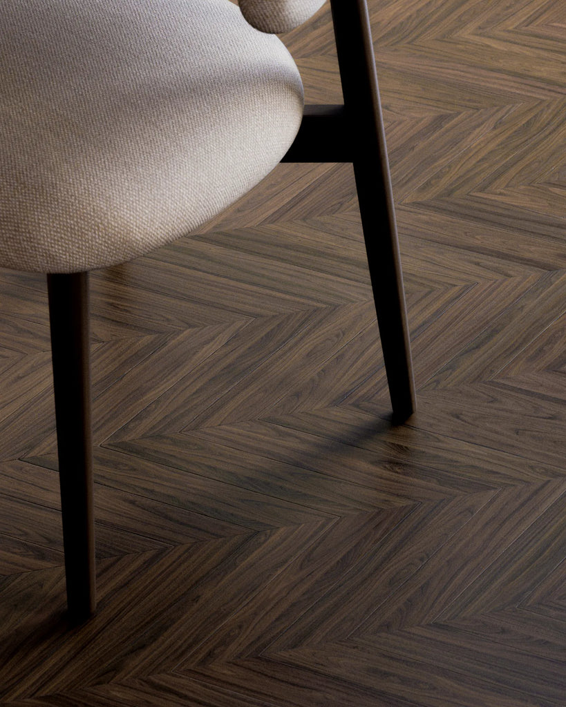 Natural Walnut Chevron Parquet Wood Floor PBR Texture - Example Scene Visualization | Superellipse