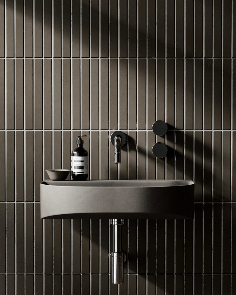 Slim Matte Martini Olive Tile PBR Texture - Example Scene Visualization | Superellipse