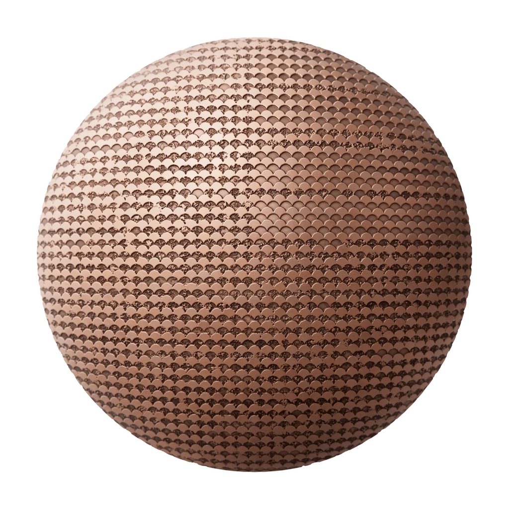 Oxidised Scallop 3D Copper Panel PBR Texture - Sphere Swatch Preview | Superellipse