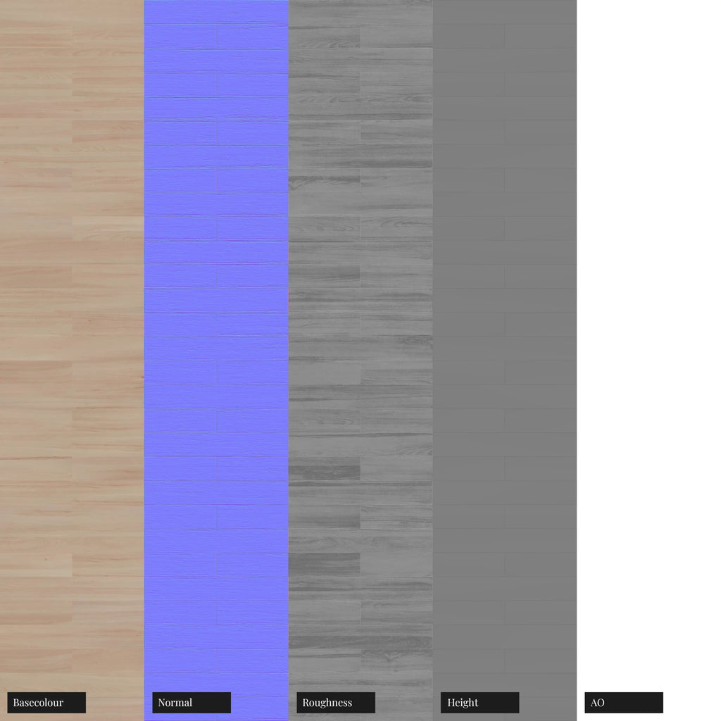 Douglas Fir Brick Bond Parquet Wood Floor PBR Texture - Example Scene Visualization | Superellipse