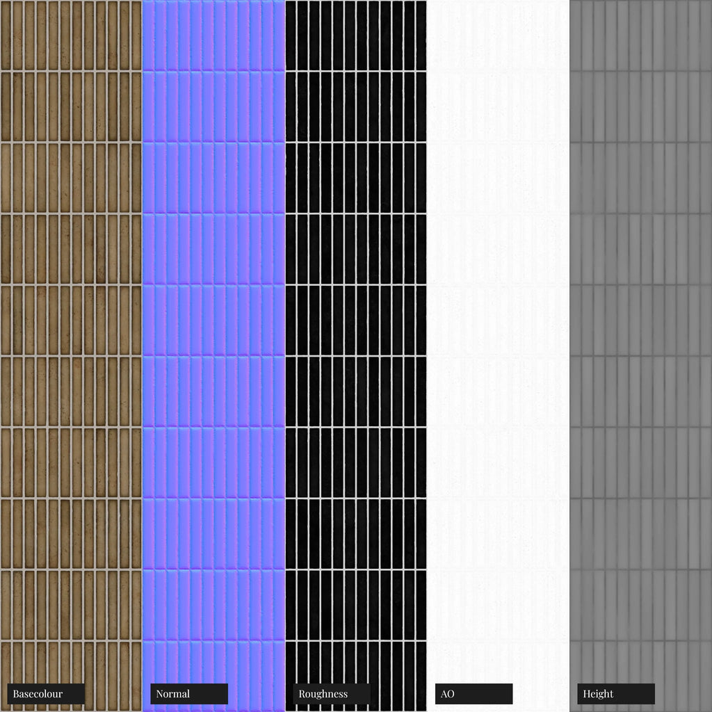 Ochre KitKat Porcelain Finger Tile PBR Texture - Example Scene Visualization | Superellipse