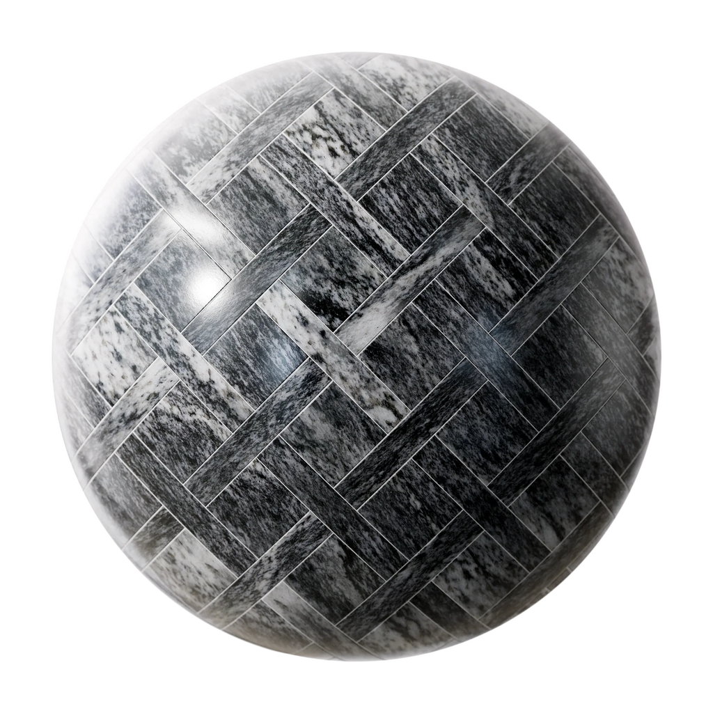 Thundercloud Granite Basketweave Tiles PBR Texture - Sphere Swatch Preview | Superellipse