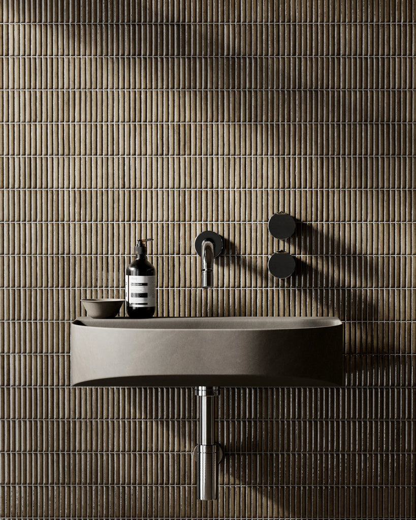 Ochre KitKat Porcelain Finger Tile PBR Texture - Example Scene Visualization | Superellipse