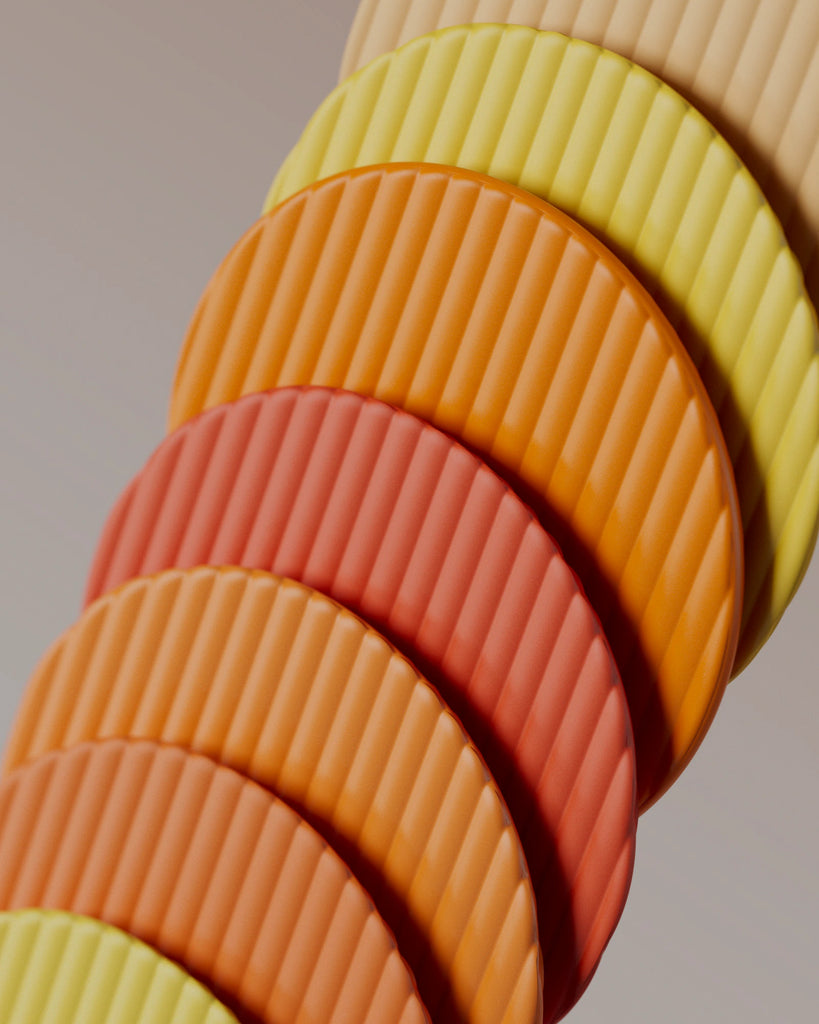 Concave Fluted Papaya Orange Plastic PBR Texture - Example Scene Visualization | Superellipse