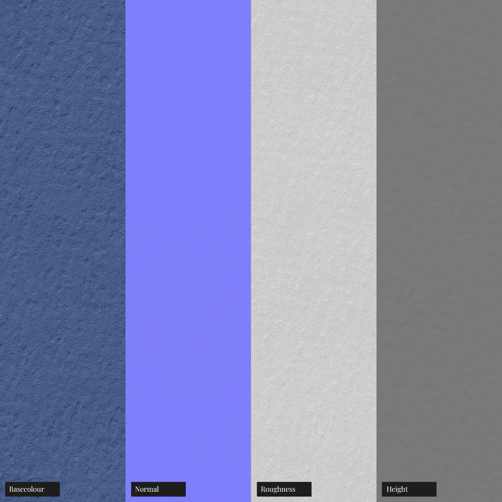 Embossed Mazarine Blue Strathmore Paper PBR Texture - Example Scene Visualization | Superellipse