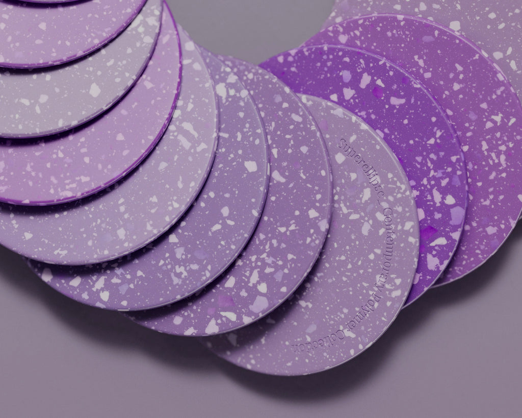 Heather Purple Terrazzo Plastic PBR Texture - Example Scene Visualization | Superellipse