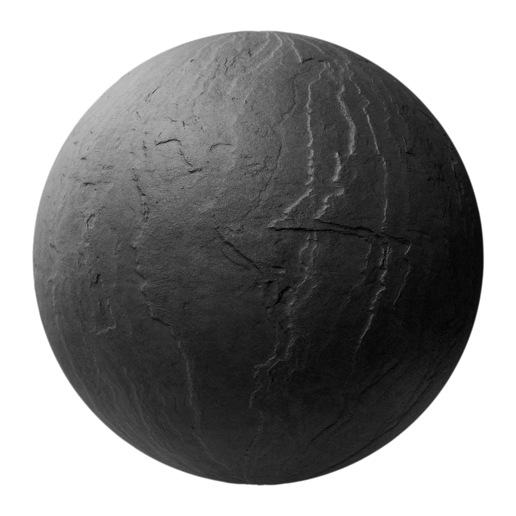 Traditional Black Cleft Slate Stone 02 PBR Texture - Sphere Swatch Preview | Superellipse