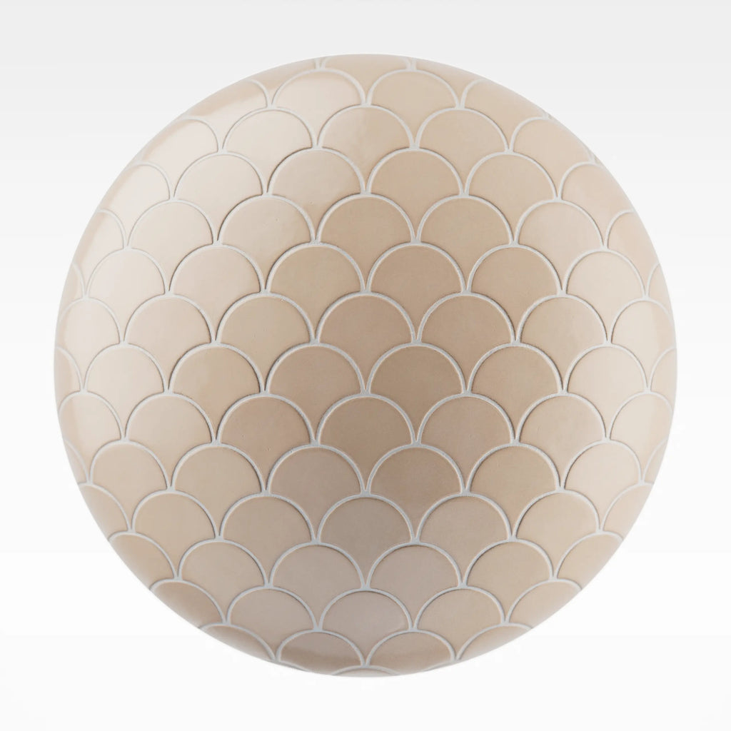 Shell Beige Scallop Ceramic Tile PBR Texture - Sphere Swatch Preview | Superellipse