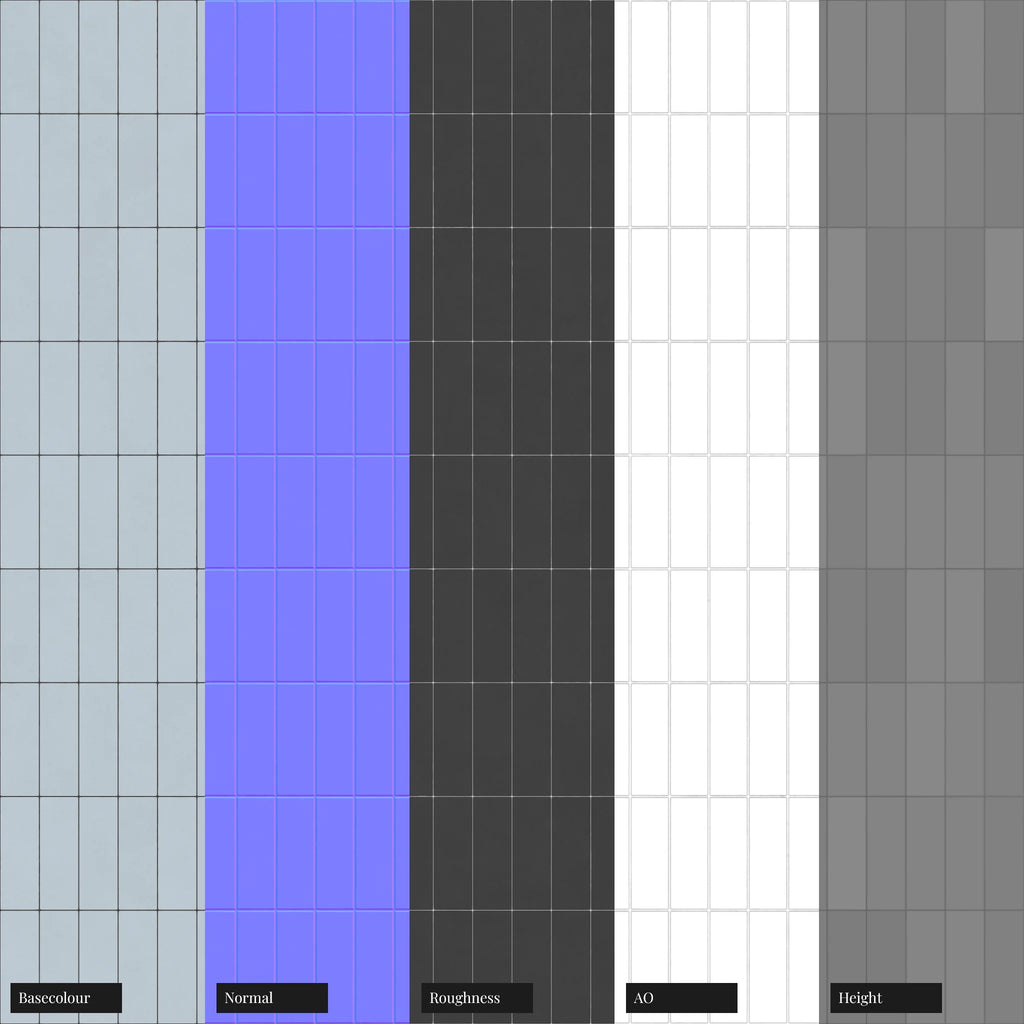 Contemporary Frost Tile Coordinated Grout PBR Texture - Example Scene Visualization | Superellipse