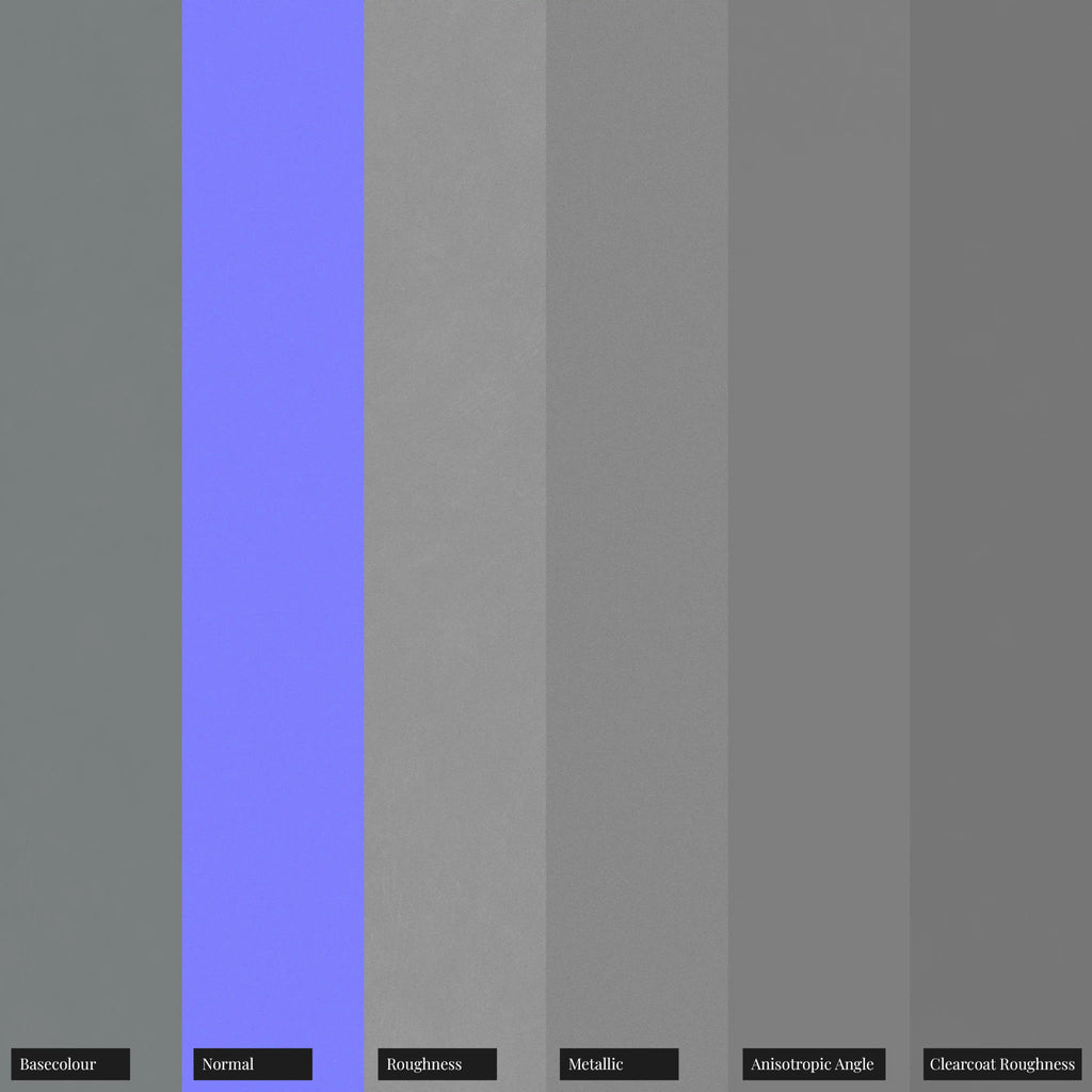 Hallmark Grey Metallic Satin Paint PBR Texture - Example Scene Visualization | Superellipse