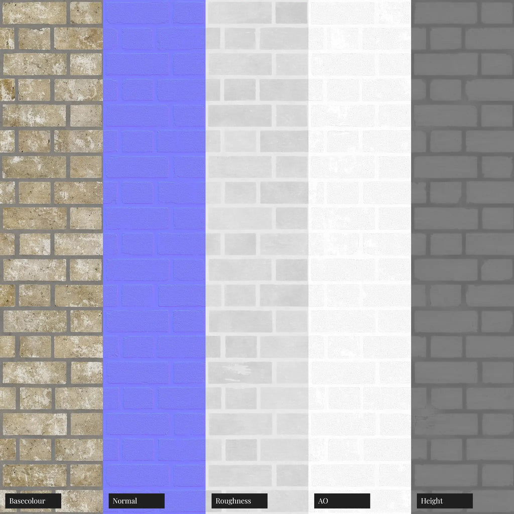 Rustic Cottage Flemish Bond Buff Brick PBR Texture - Example Scene Visualization | Superellipse