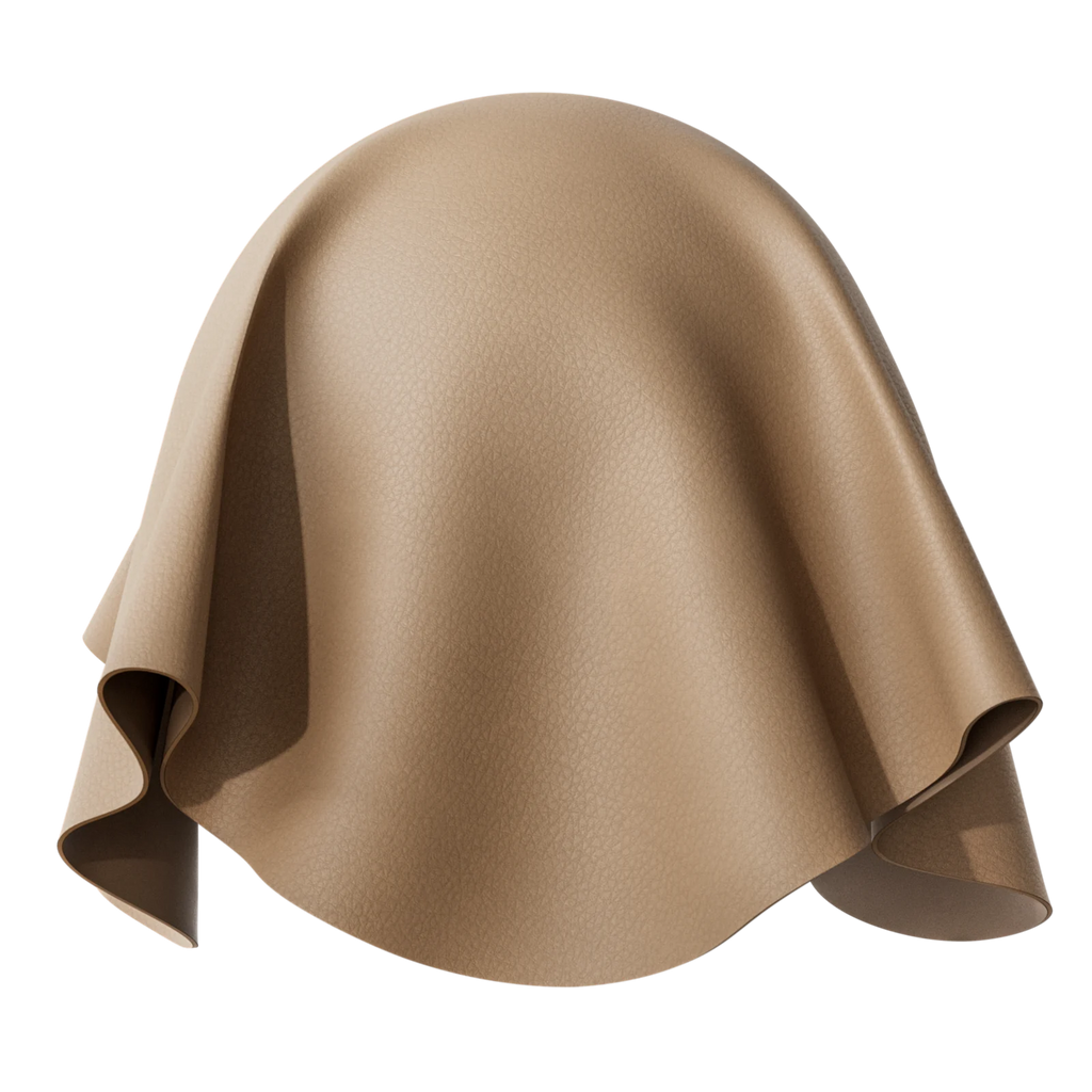 Mycelium Leather Large Grain Terra Brown PBR Texture - Sphere Swatch Preview | Superellipse