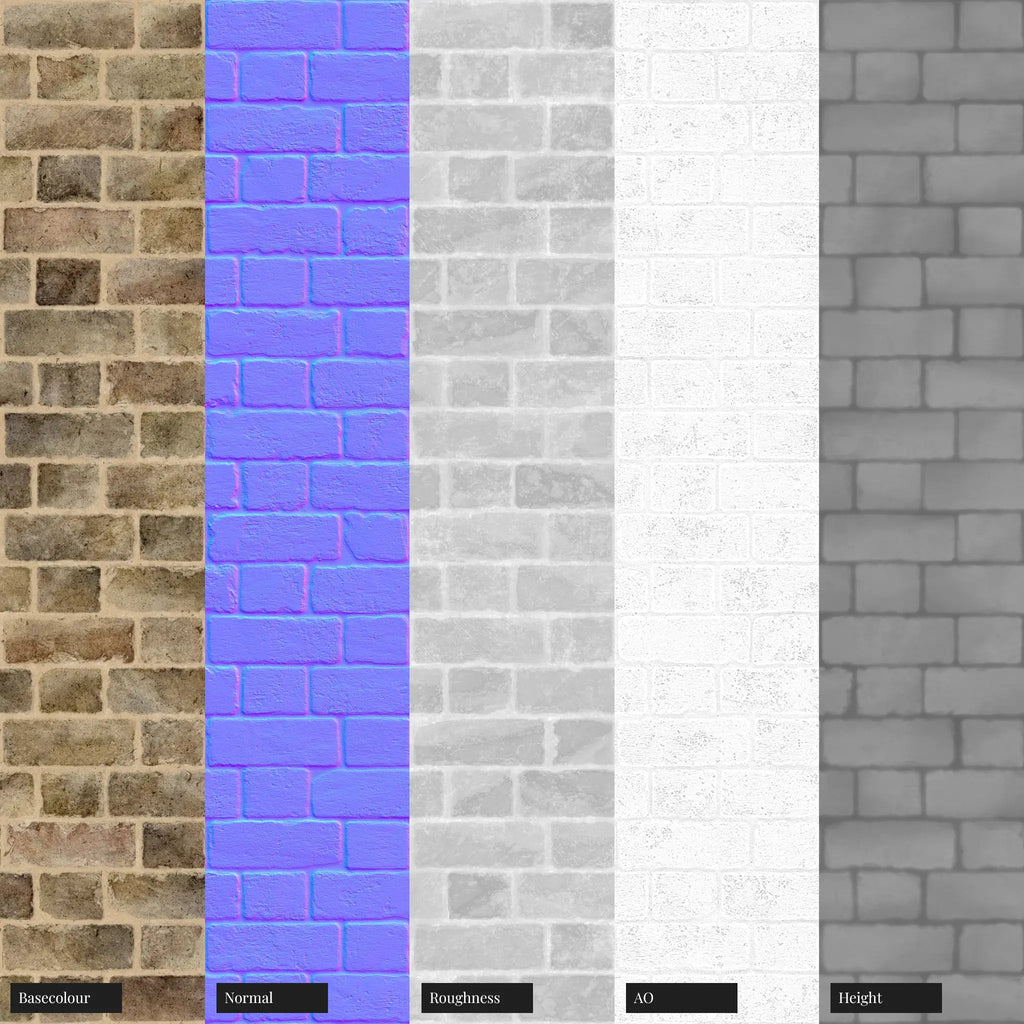 London Mixed Stock Brick Flemish Bond PBR Texture - Example Scene Visualization | Superellipse