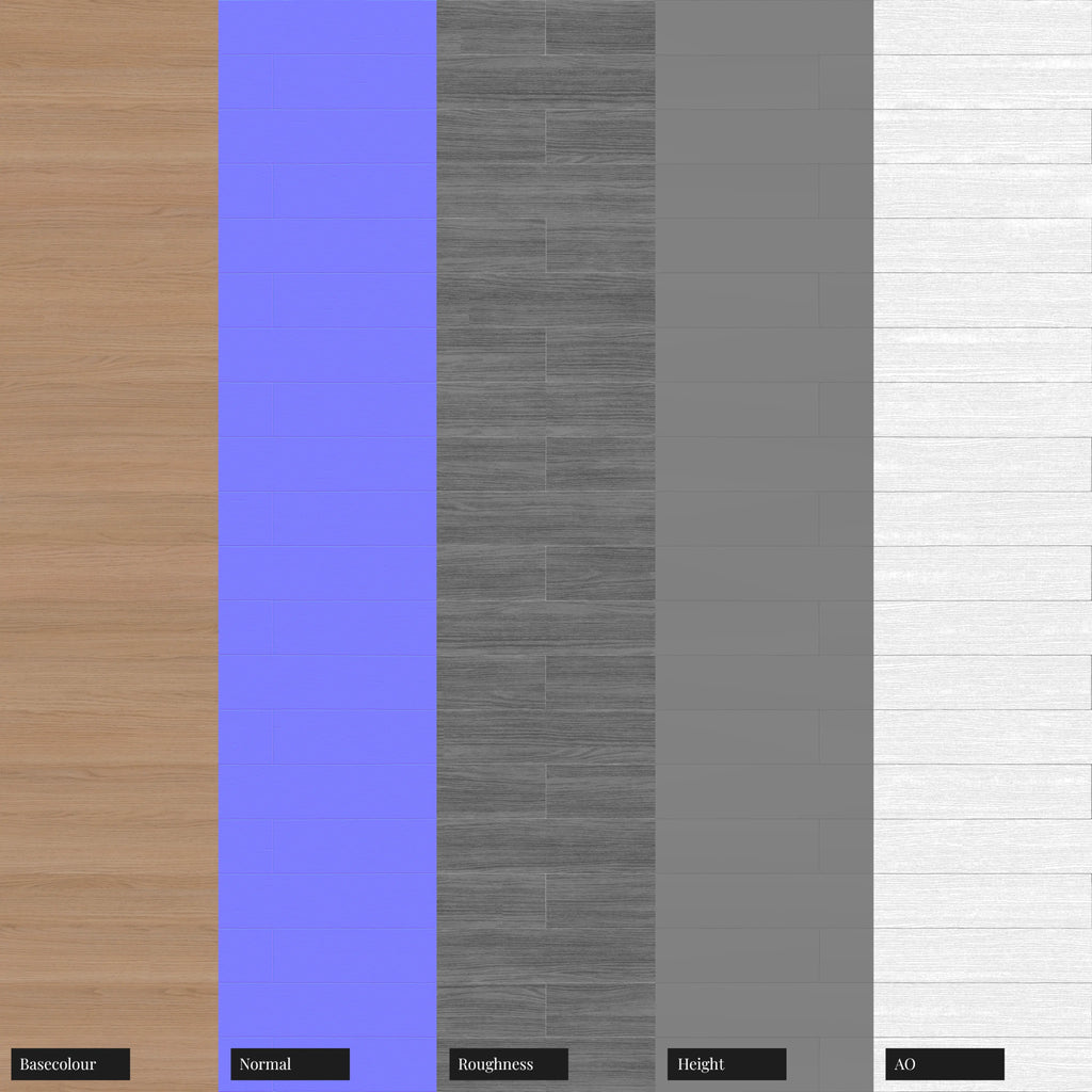 Natural Oak Brick Bond Wood Floor PBR Texture - Example Scene Visualization | Superellipse