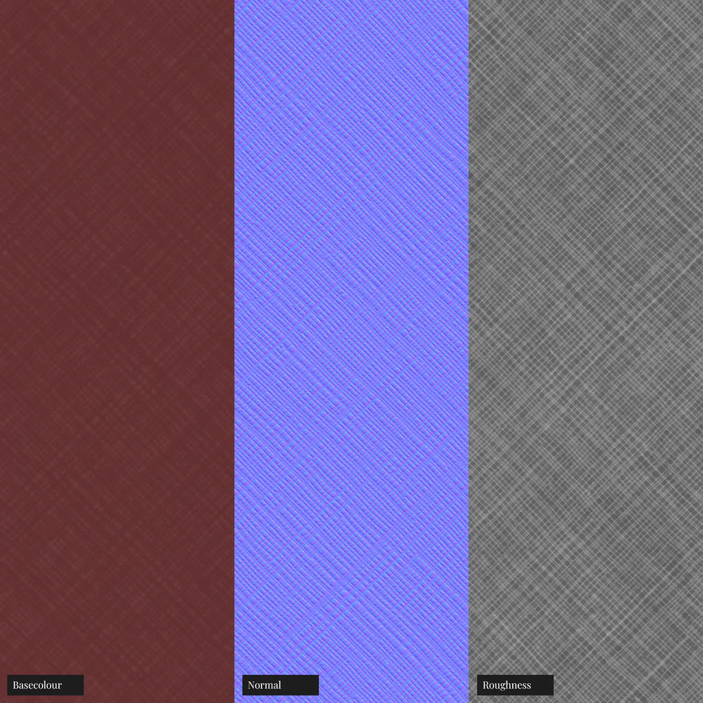 Saffiano Leather Prada Burgundy PBR Texture - Example Scene Visualization | Superellipse