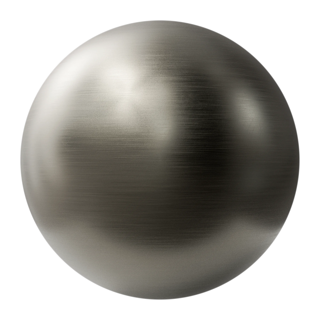 Buffed Linear Brushed Nickel Metal PBR Texture - Sphere Swatch Preview | Superellipse
