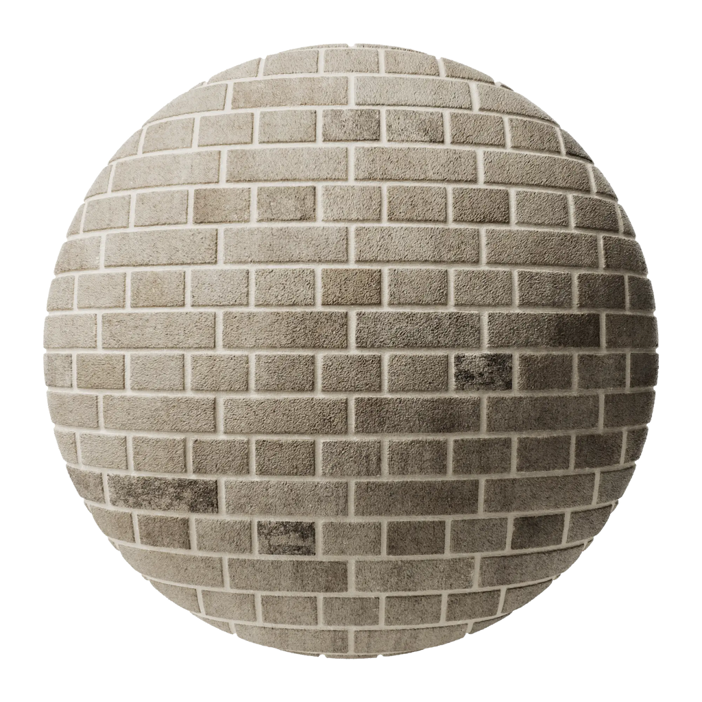 Muted Sandfaced Buff Brick English Bond PBR Texture - Sphere Swatch Preview | Superellipse