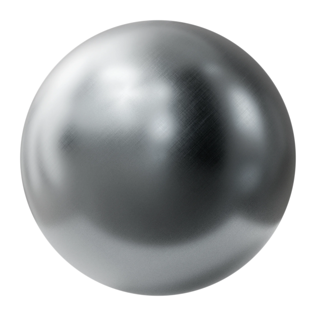 Fine Crosshatch Brushed Chrome Metal PBR Texture - Sphere Swatch Preview | Superellipse