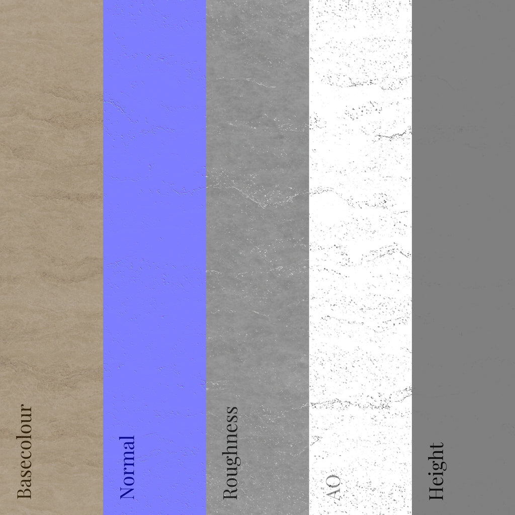 Honed Travertine Unfilled PBR Texture - Example Scene Visualization | Superellipse