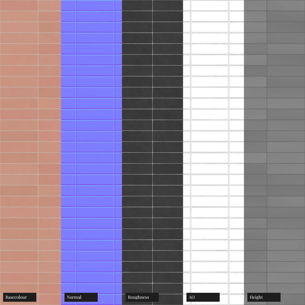 Stacked Flamingo Matte Porcelain Tile PBR Texture - Example Scene Visualization | Superellipse