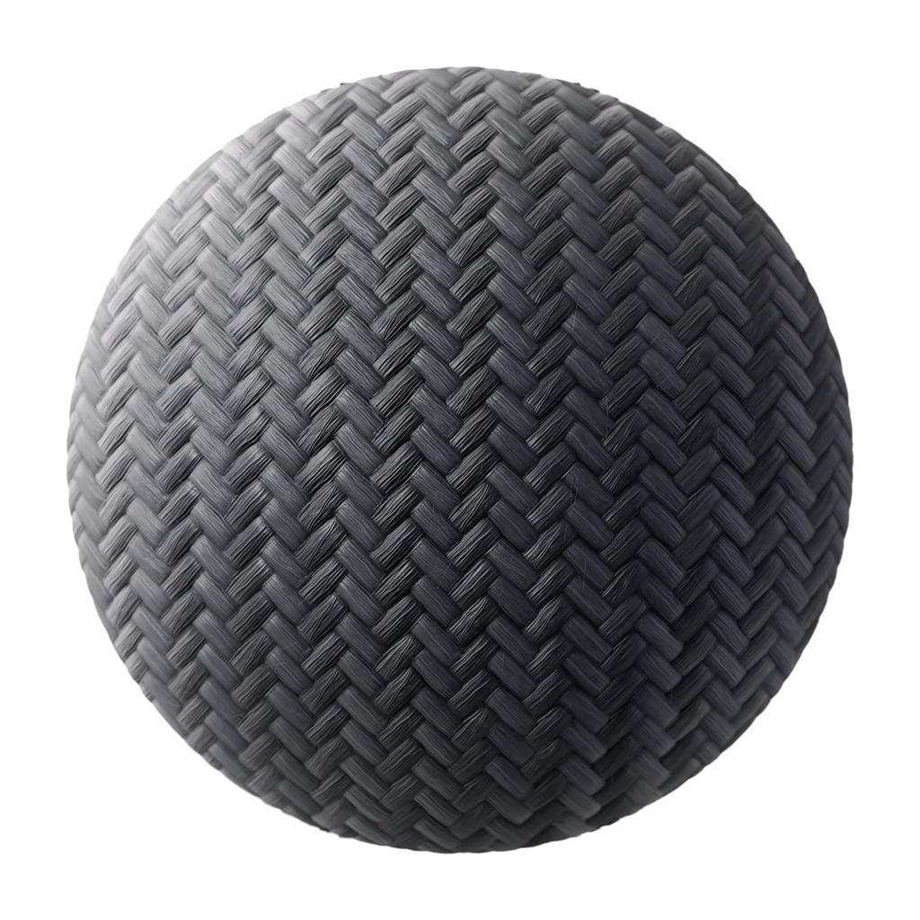 Slate Black Nylon Fine Woven Cord PBR Texture - Sphere Swatch Preview | Superellipse