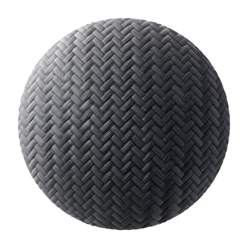 Slate Black Nylon Fine Woven Cord PBR Texture - Sphere Swatch Preview | Superellipse
