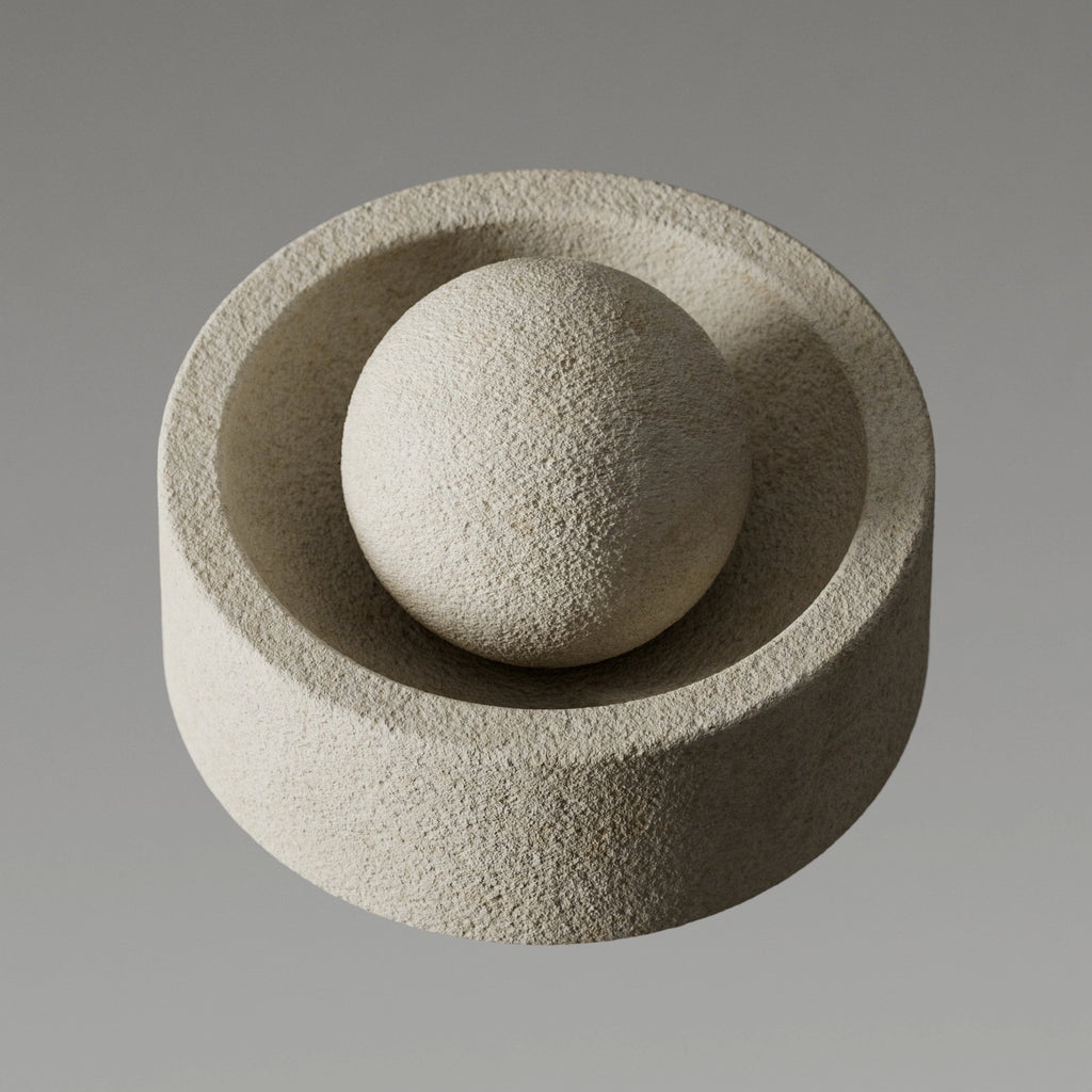 Moca Creme Bush Hammered Limestone PBR Texture - Example Scene Visualization | Superellipse