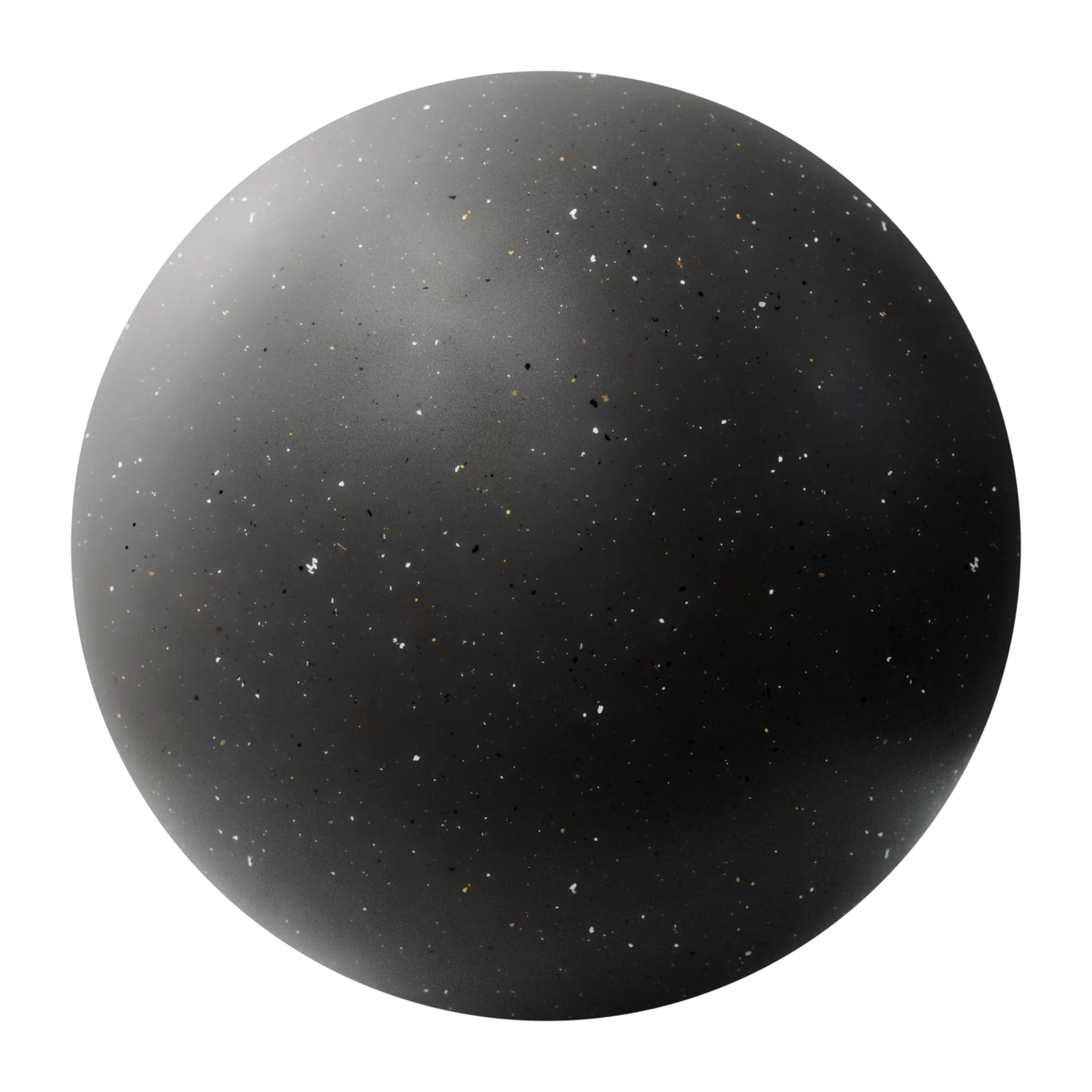 Deep Cocoa Recycled Terrazzo Plastic Small PBR Texture - Sphere Swatch Preview | Superellipse