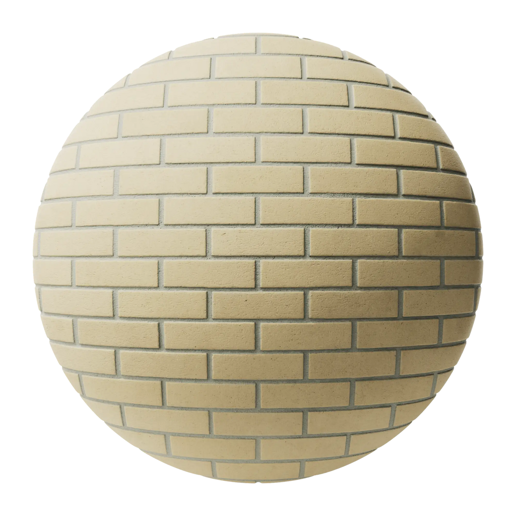 Rosemont Buff Yellow Smooth Running Bond Brick PBR Texture - Sphere Swatch Preview | Superellipse
