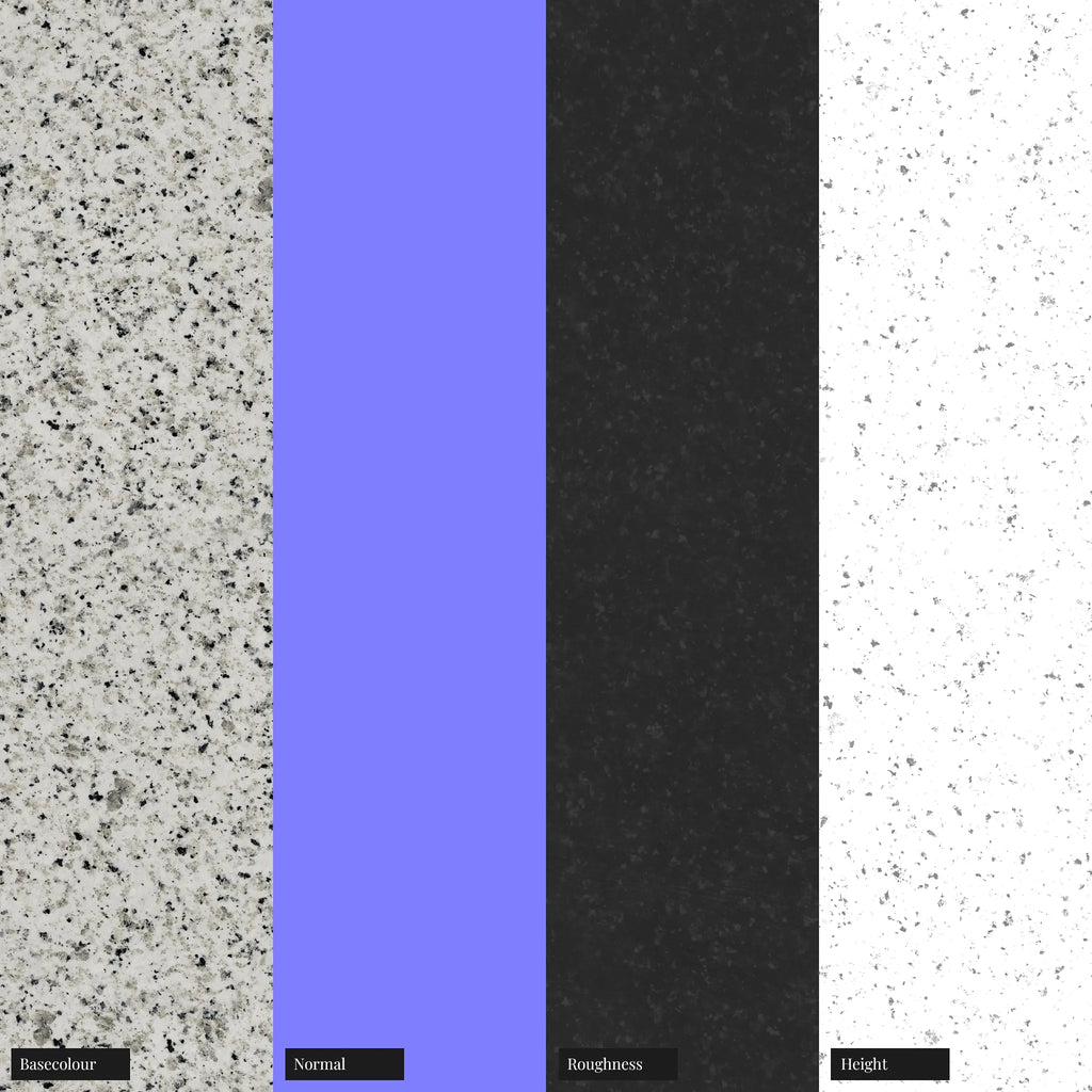 Siberian Sky Polished White Granite Slab PBR Texture - Example Scene Visualization | Superellipse