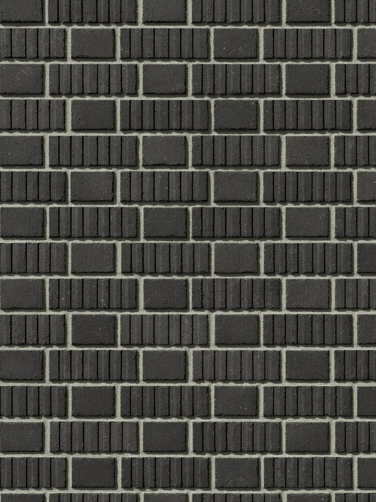 Grooved Graphite Black Brick Flemish Bond PBR Texture - Example Scene Visualization | Superellipse
