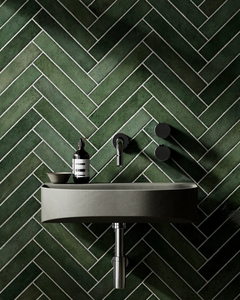 Hoxton Forest Herringbone Porcelain Tile PBR Texture - Example Scene Visualization | Superellipse