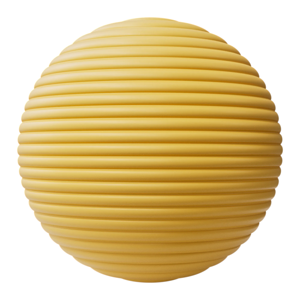 Convex Fluted Primrose Yellow Plastic PBR Texture - Sphere Swatch Preview | Superellipse