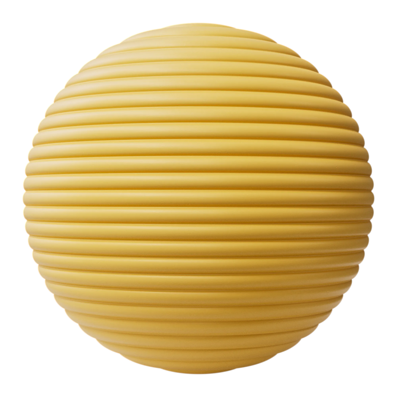 Convex Fluted Primrose Yellow Plastic PBR Texture - Sphere Swatch Preview | Superellipse